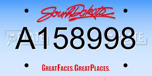 A158998 South Dakota License Plate