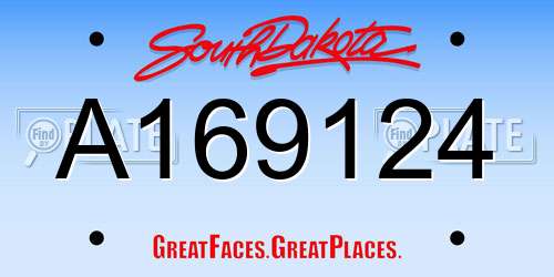 A169124 South Dakota License Plate