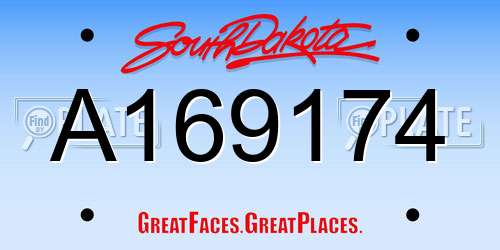 A169174 South Dakota License Plate