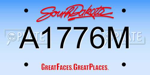 A1776M South Dakota License Plate