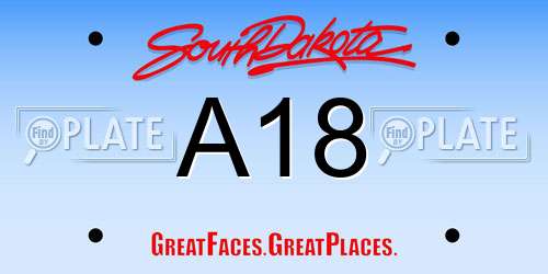 A18 South Dakota License Plate