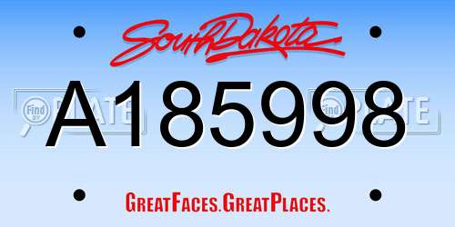 A185998 South Dakota License Plate