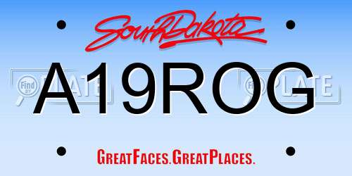 A19ROG South Dakota License Plate