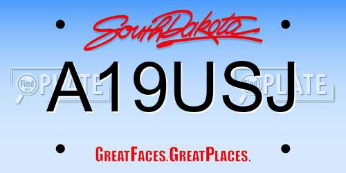 A19USJ South Dakota License Plate