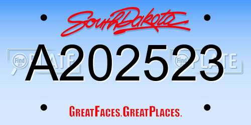 A202523 South Dakota License Plate