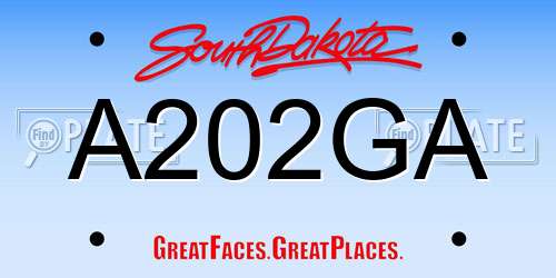 A202GA South Dakota License Plate