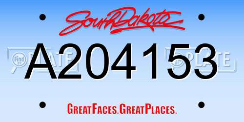 A204153 South Dakota License Plate