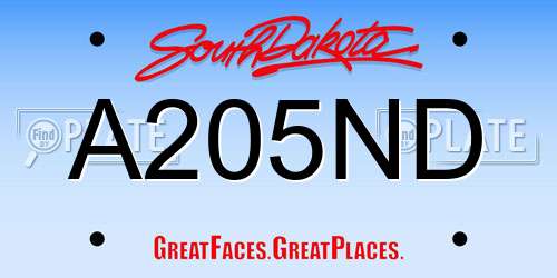 A205ND South Dakota License Plate