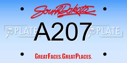 A207 South Dakota License Plate
