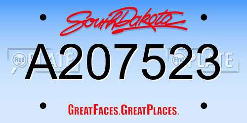 A207523 South Dakota License Plate
