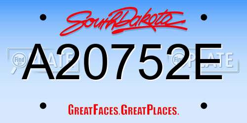 A20752E South Dakota License Plate