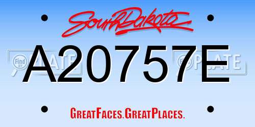 A20757E South Dakota License Plate