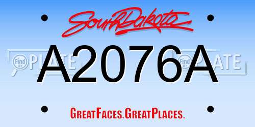 A2076A South Dakota License Plate
