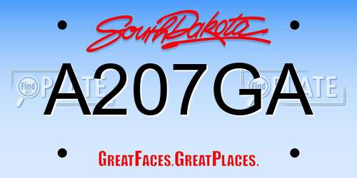 A207GA South Dakota License Plate