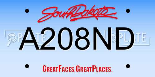 A208ND South Dakota License Plate