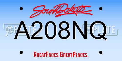 A208NQ South Dakota License Plate