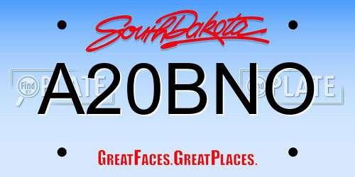 A20BNO South Dakota License Plate