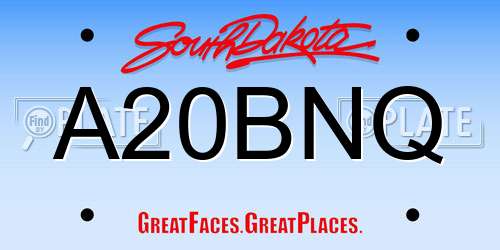 A20BNQ South Dakota License Plate