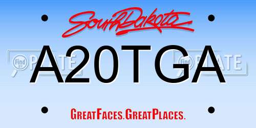 A20TGA South Dakota License Plate
