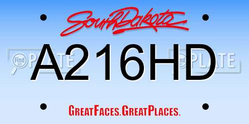 A216HD South Dakota License Plate