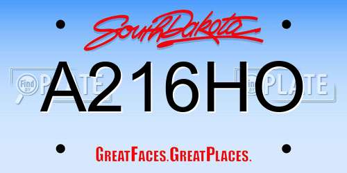 A216HO South Dakota License Plate