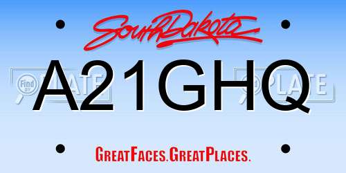 A21GHQ South Dakota License Plate