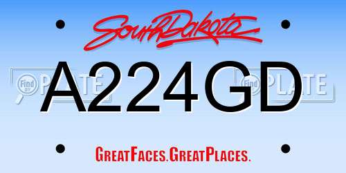 A224GD South Dakota License Plate