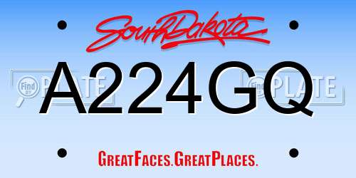 A224GQ South Dakota License Plate