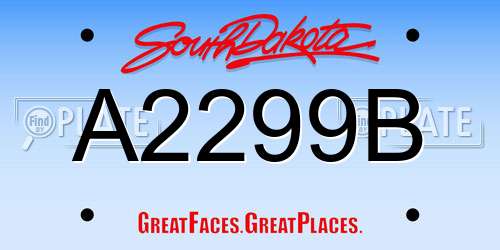 A2299B South Dakota License Plate
