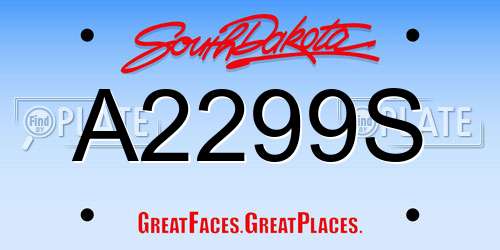 A2299S South Dakota License Plate