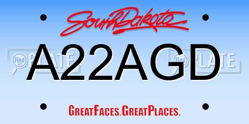 A22AGD South Dakota License Plate