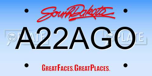 A22AGO South Dakota License Plate