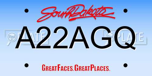 A22AGQ South Dakota License Plate