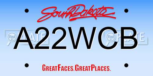 A22WCB South Dakota License Plate