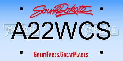 A22WCS South Dakota License Plate