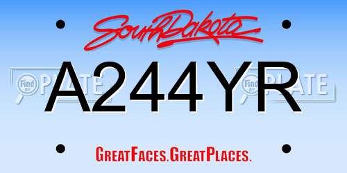 A244YR South Dakota License Plate