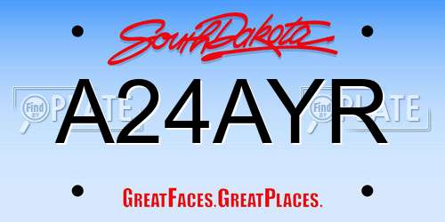 A24AYR South Dakota License Plate