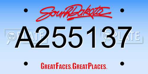 A255137 South Dakota License Plate