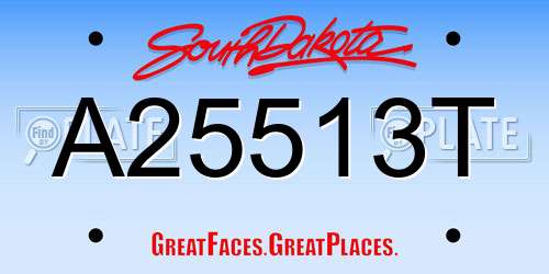 A25513T South Dakota License Plate