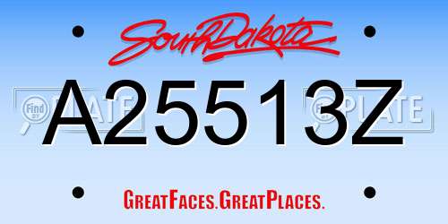 A25513Z South Dakota License Plate