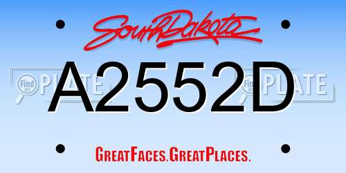 A2552D South Dakota License Plate