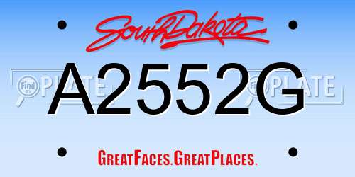 A2552G South Dakota License Plate