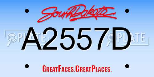 A2557D South Dakota License Plate