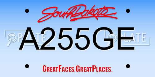 A255GE South Dakota License Plate