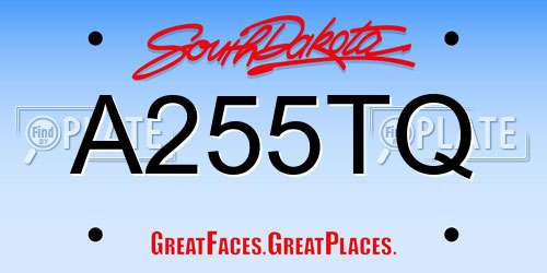 A255TQ South Dakota License Plate