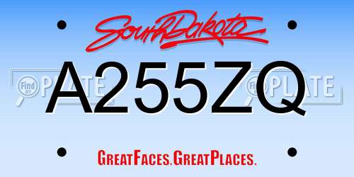 A255ZQ South Dakota License Plate