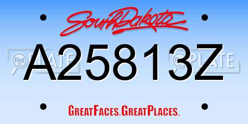 A25813Z South Dakota License Plate