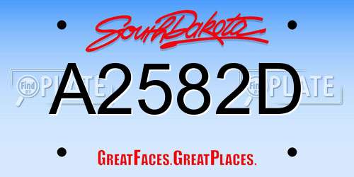 A2582D South Dakota License Plate