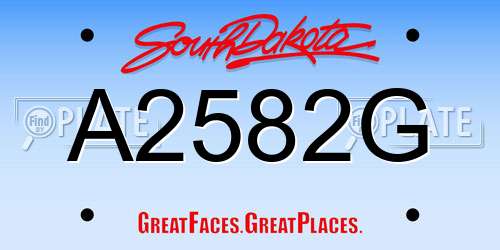 A2582G South Dakota License Plate