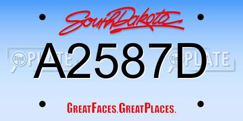 A2587D South Dakota License Plate